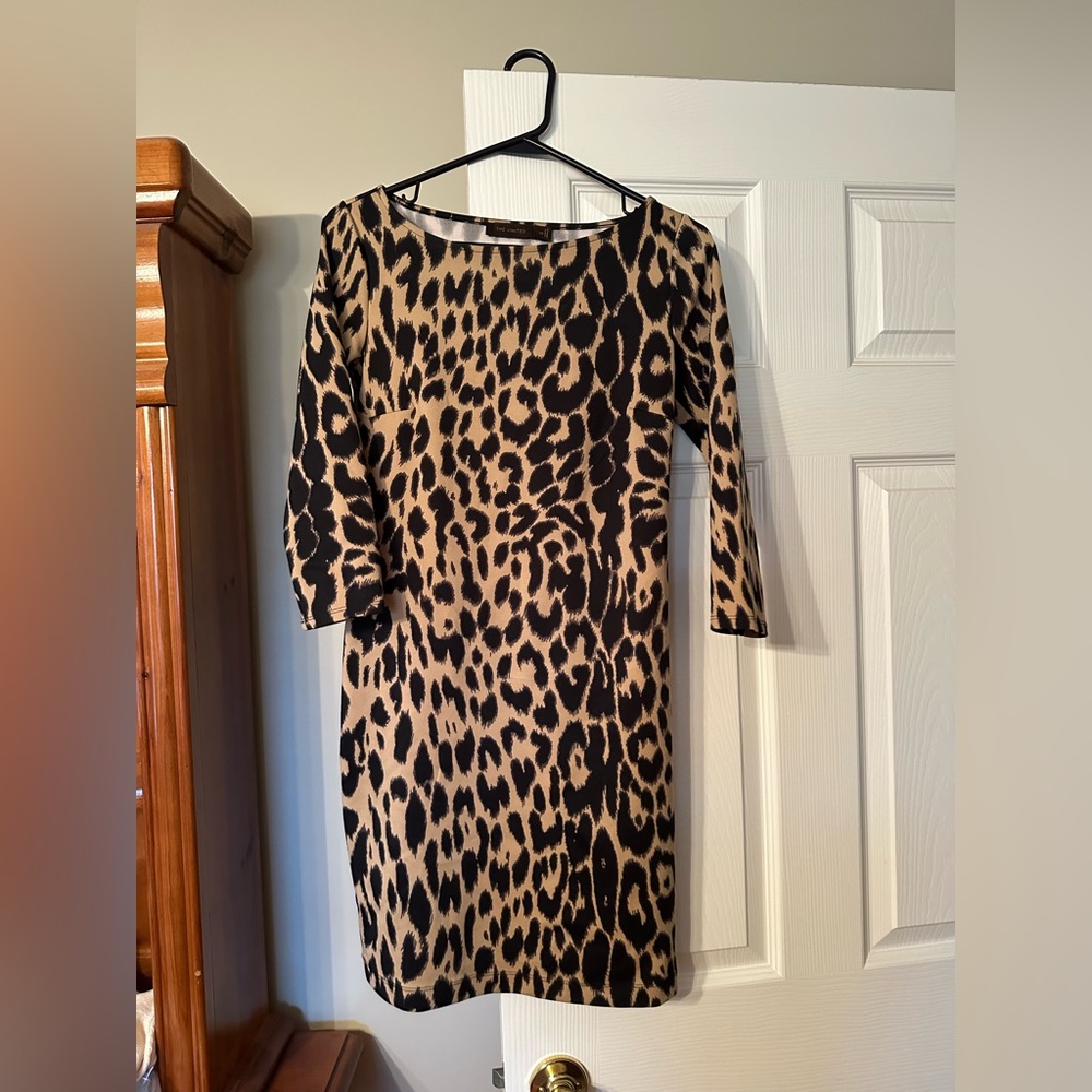 The Limited Leopard Print Sheath Dress - Black and Tan